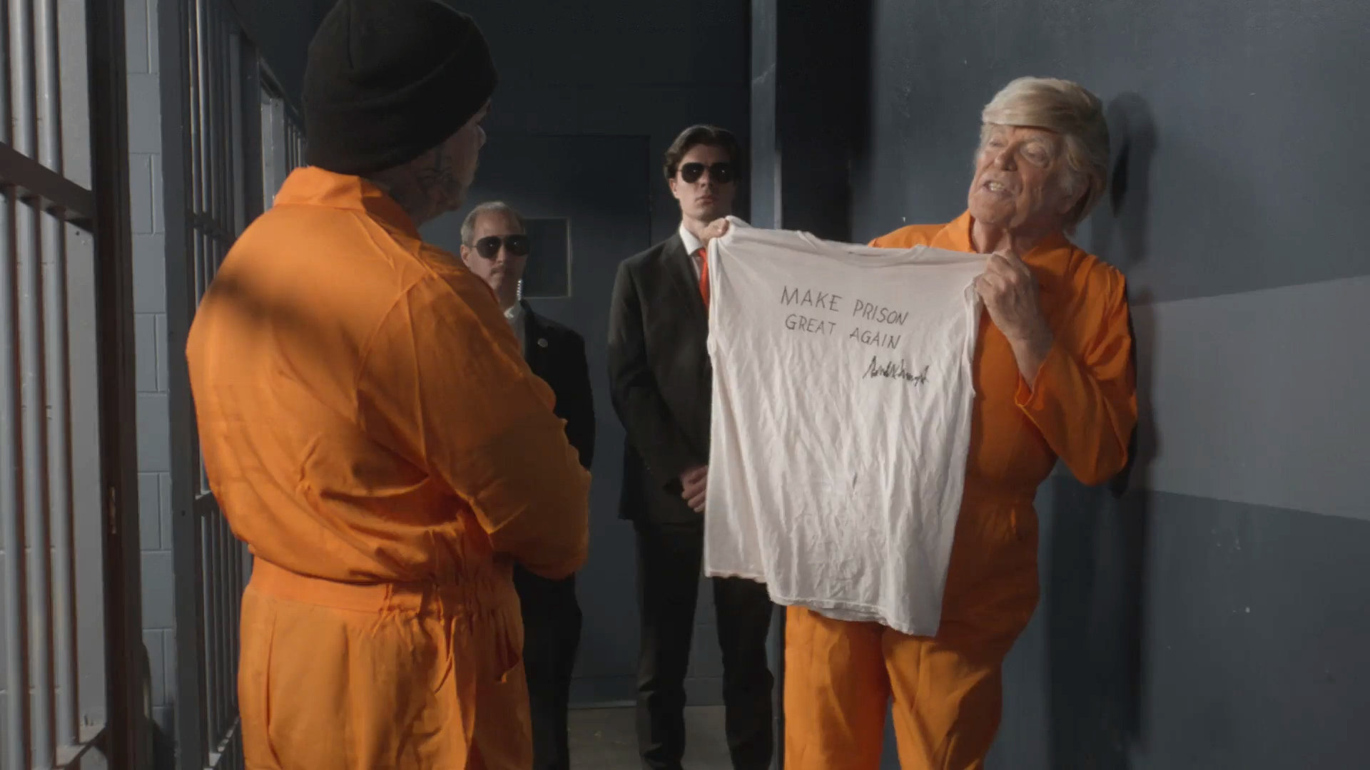 Trump Hawking T-Shirt - Prisoner Trump Image